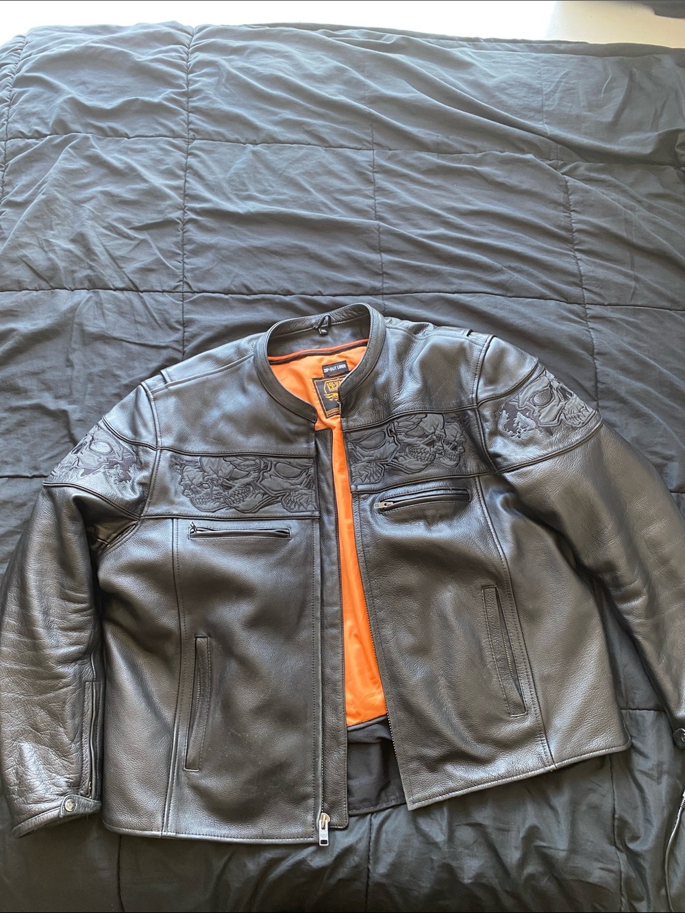 Milwaukee Leather MLM1501 Men's Reflective Skulls Leather Jacket 4xl